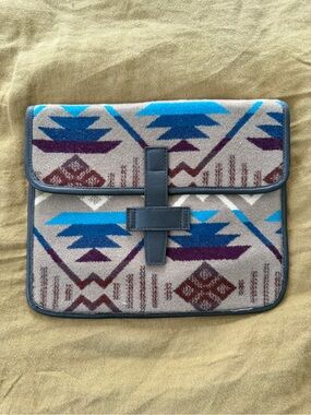Pendleton wool and leather tablet cover/clutch